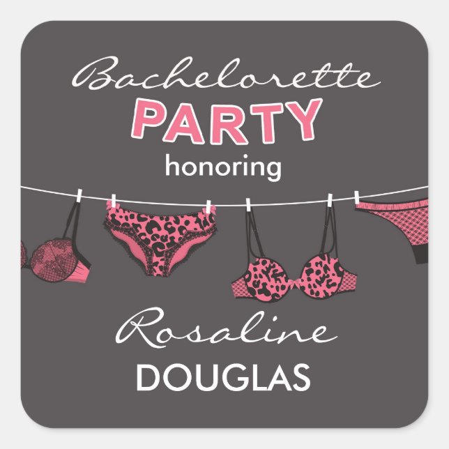 Cuadrada Pegatina de lencería de Bachelorette Party (Anverso)