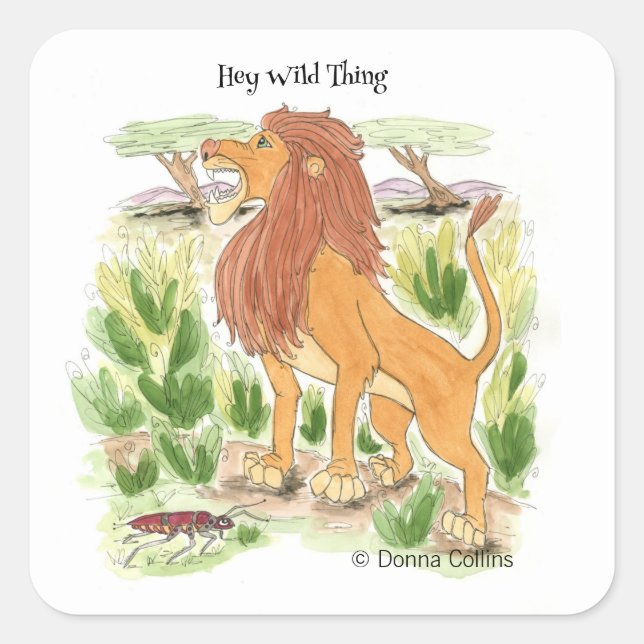 Cuadrada Pegatina de leones (Anverso)