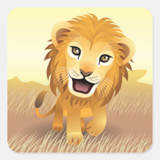 Cuadrada Pegatina de leones para bebés