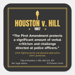 Cuadrada Pegatina de libertad de expresión de Houston v. Hi