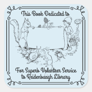 Cuadrada Pegatina de libros Voluntarios de la Biblioteca. N