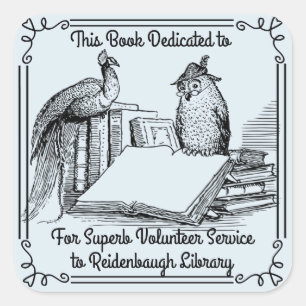 Cuadrada Pegatina de libros Voluntarios de la Biblioteca. N