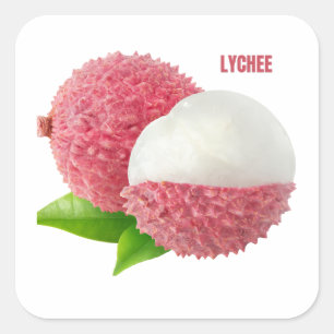 Cuadrada Pegatina de Litchi