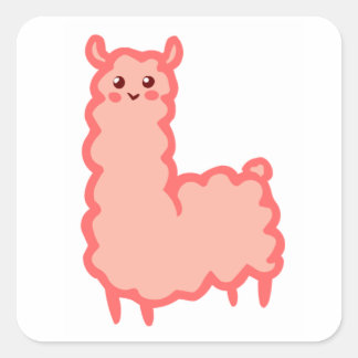 Cuadrada pegatina de llama rosa