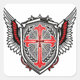 Cuadrada pegatina de logo de templario