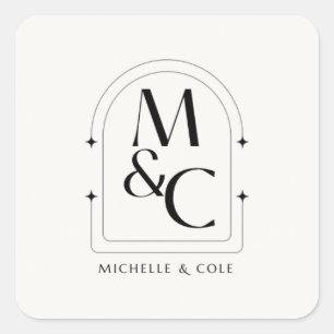 Cuadrada Pegatina de logotipos de Bodas modernos