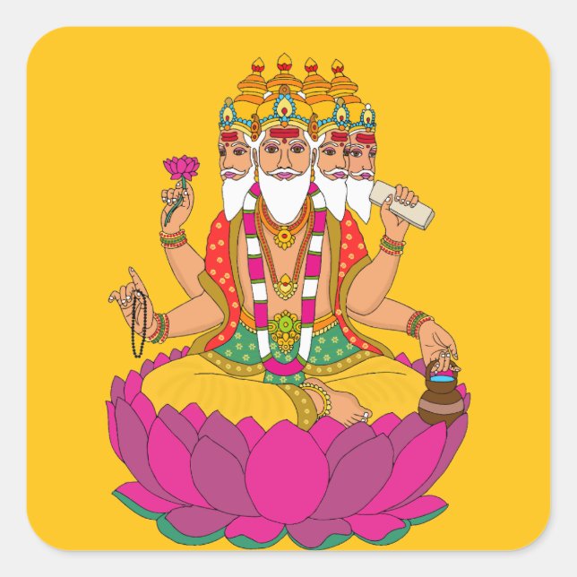 Cuadrada Pegatina de Lord Brahma (Anverso)