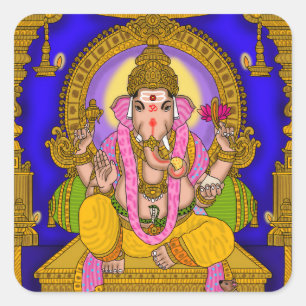 Cuadrada Pegatina de Lord Ganesha