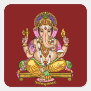 Cuadrada Pegatina de Lord Ganesha