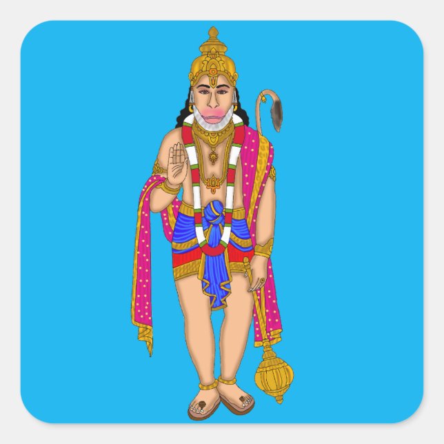 Cuadrada Pegatina de Lord Hanuman (Anverso)