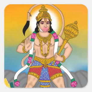 Cuadrada Pegatina de Lord Hanuman