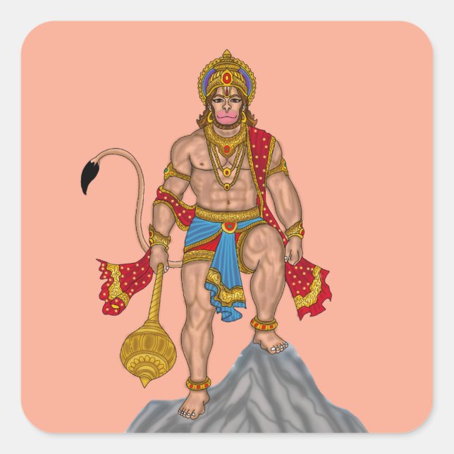 Cuadrada Pegatina de Lord Hanuman (Anverso)