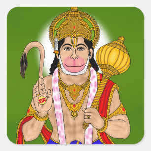 Cuadrada Pegatina de Lord Hanuman