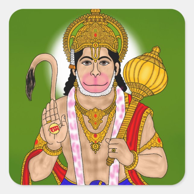 Cuadrada Pegatina de Lord Hanuman (Anverso)