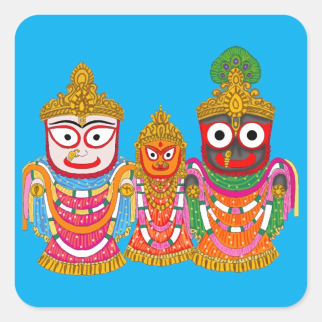 Cuadrada Pegatina de Lord Jagannath (Anverso)