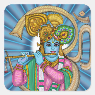 Cuadrada Pegatina de Lord Krishna
