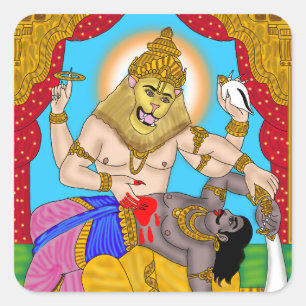 Cuadrada Pegatina de Lord Narasimha