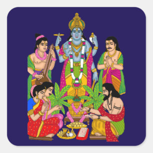Cuadrada Pegatina de Lord Satyanarayan