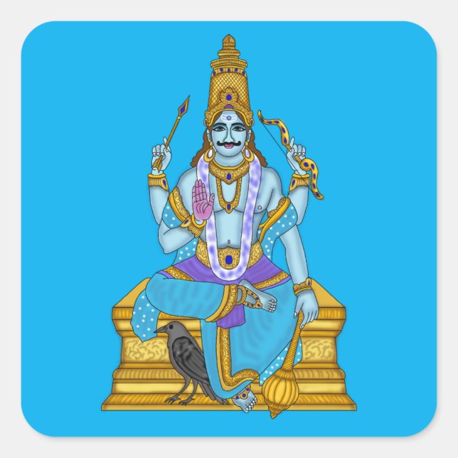 Cuadrada Pegatina de Lord Shani Dev (Anverso)