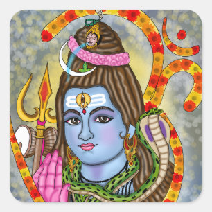 Cuadrada Pegatina de Lord Shiva