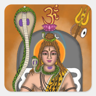 Cuadrada Pegatina de Lord Shiva