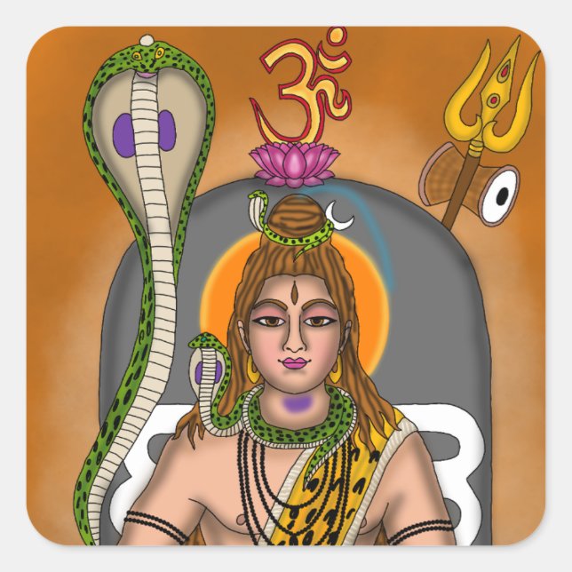 Cuadrada Pegatina de Lord Shiva (Anverso)