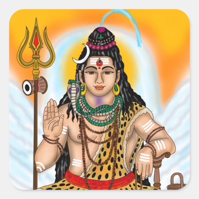 Cuadrada Pegatina de Lord Shiva (Anverso)