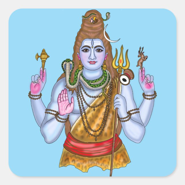 Cuadrada Pegatina de Lord Shiva (Anverso)