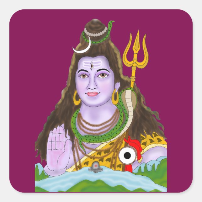 Cuadrada Pegatina de Lord Shiva (Anverso)