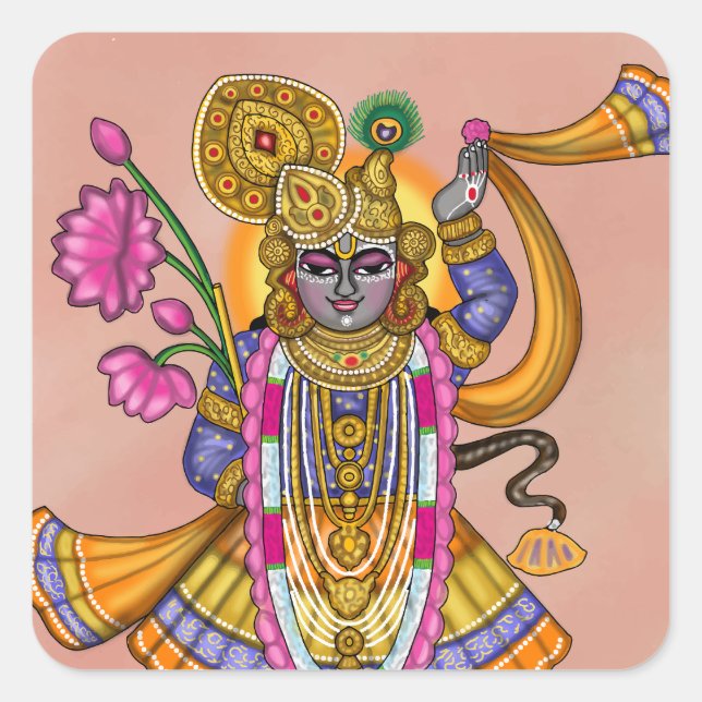 Cuadrada Pegatina de Lord Shreenathji (Anverso)