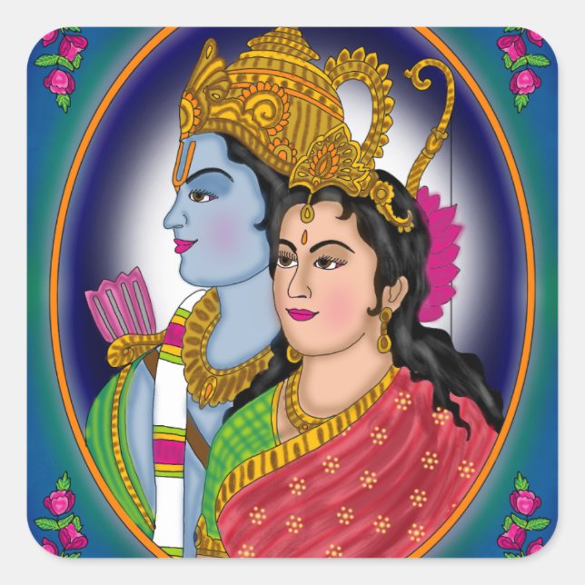 Cuadrada Pegatina de Lord Sitaram (Anverso)