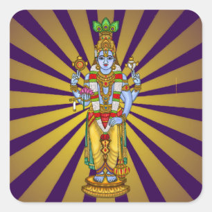 Cuadrada Pegatina de Lord Vishnu