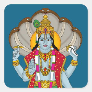 Cuadrada Pegatina de Lord Vishnu