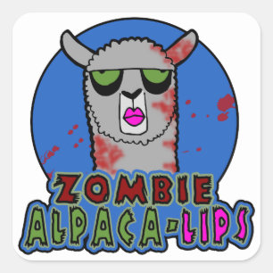 Cuadrada Pegatina de los Alpaca-labios del zombi