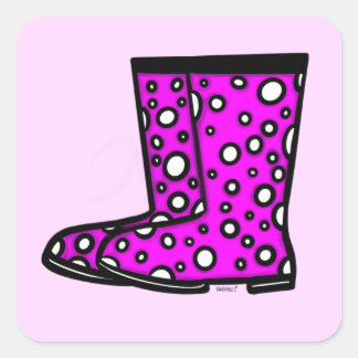 Cuadrada Pegatina de los boots de lluvia