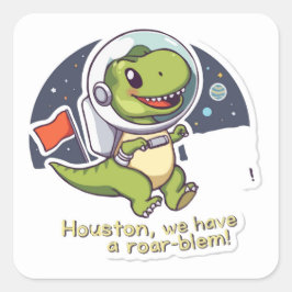 Cuadrada Pegatina de los dinosaurios astronautas | Pun espa
