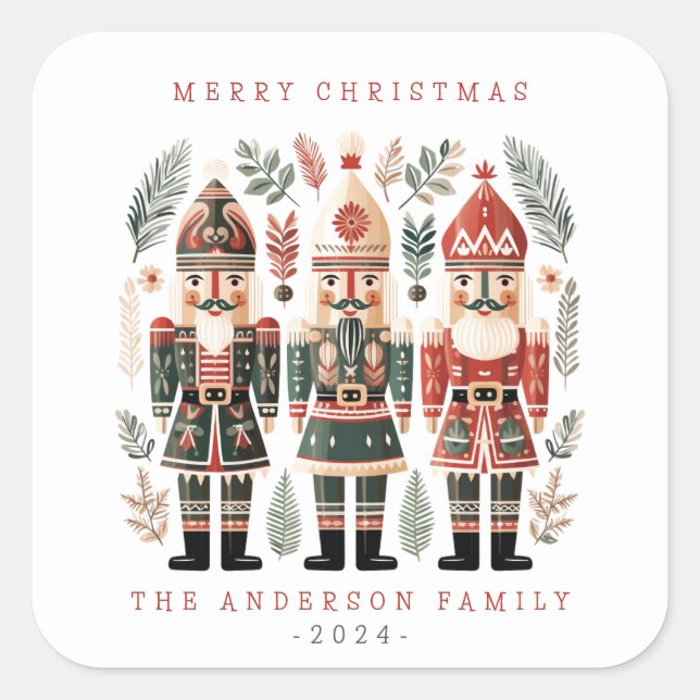 Cuadrada Pegatina de los navidades Nutcrackers (Anverso)