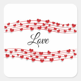 Cuadrada Pegatina de Love Music Square