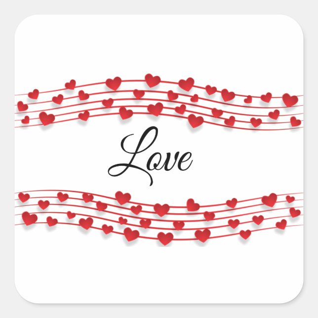 Cuadrada Pegatina de Love Music Square (Anverso)