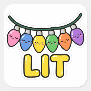 Cuadrada Pegatina de luces divertidas de Navidad con juego