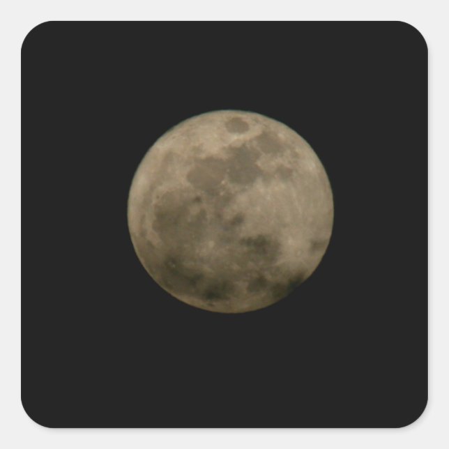 Cuadrada Pegatina de Luna Llena (Anverso)