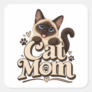 Cuadrada Pegatina de Mamá de Gato Regalo Divertido Aman