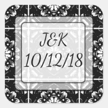 Pegatina de Mandala floral blanca y negra personal