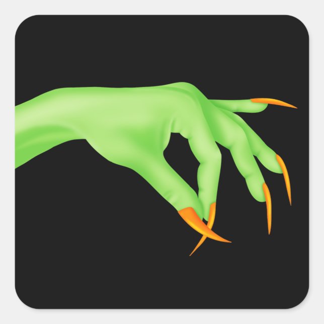 Cuadrada Pegatina de mano de bruja (Anverso)