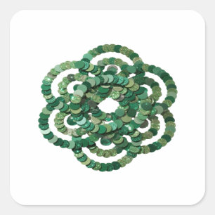 Cuadrada Pegatina de manualidades de lentejuelas verdes pla