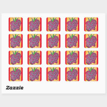 Pegatina de manzana abstracta
