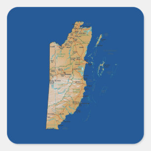 Cuadrada Pegatina de mapa de Belice