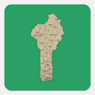 Cuadrada Pegatina de mapa de Benín