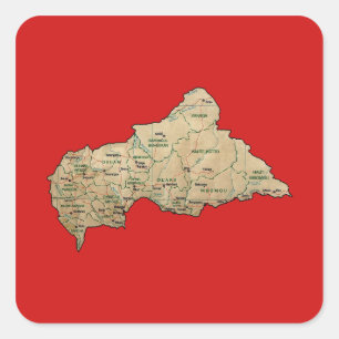 Cuadrada Pegatina de mapa de Centrafrique