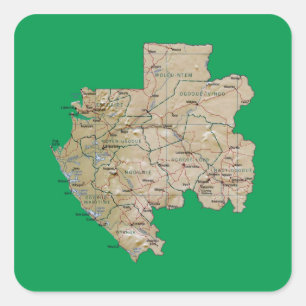 Cuadrada Pegatina de Mapa de Gabón